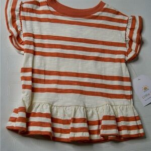 Little Sunshine Orange Striped Ruffle Tee